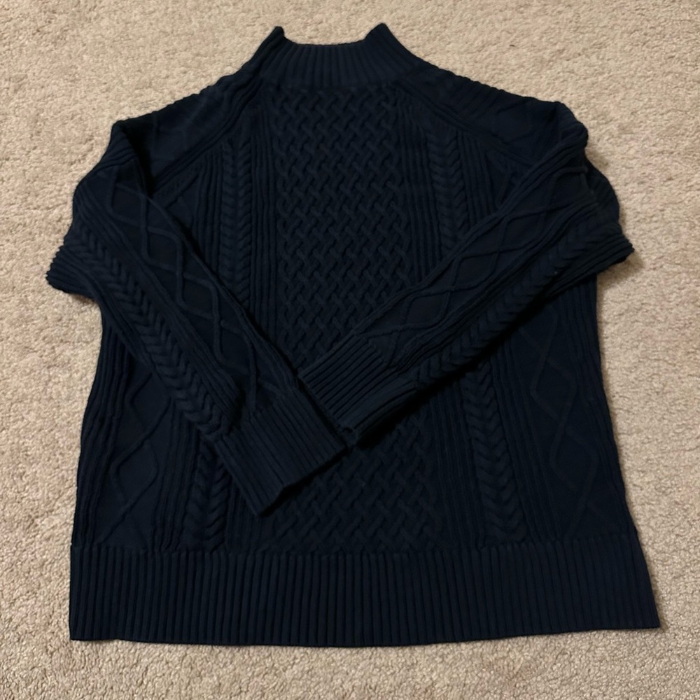 cute and comfy dark blue turtleneck sweater